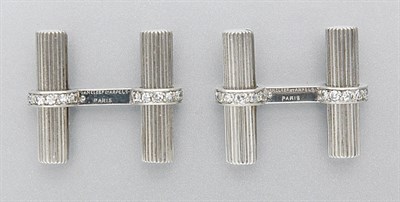 Lot 3275 - Pair of Platinum and Diamond Cufflinks