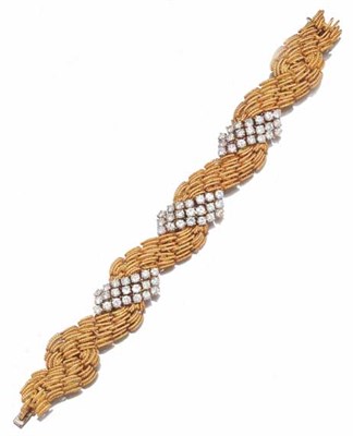 Lot 3591 - Gold, Platinum and Diamond Bracelet
