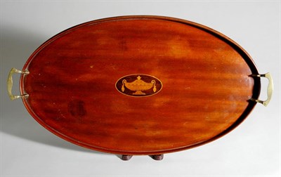 Lot 4696 - Victorian Inlaid Mahogany Serving Tray Length...