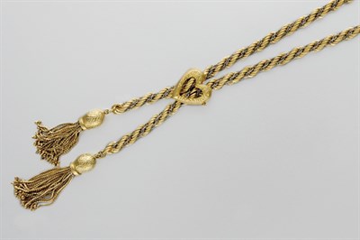 Lot 3365 - Two-Color Gold Rope-Twist Slide Necklace