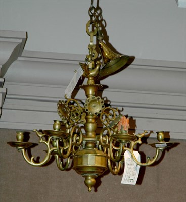 Lot 4437 - Dutch Baroque Style Brass Six-Light Chandelier