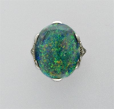Lot 3317 - Black Opal and Diamond Ring