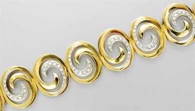 Lot 3358 - Two-Color Gold and Diamond Bracelet