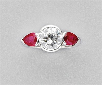 Lot 3411 - Diamond and Ruby Ring