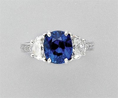 Lot 3397 - Sapphire and Diamond Ring