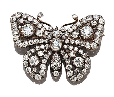 Lot 3574 - Antique Diamond Butterfly Brooch