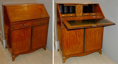 Lot 335 - Georgian Style Inlaid Satinwood Slant Front...
