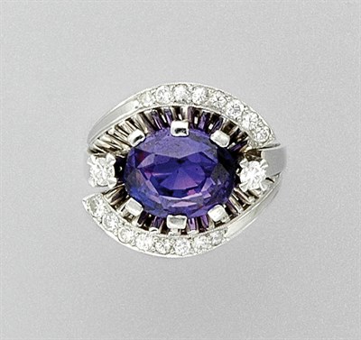 Lot 3353 - Color-Change Sapphire and Diamond Ring