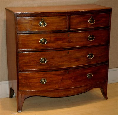 Lot 4395 - Georgian Style Banded Mahogany Bow Front Chest...