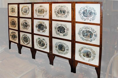 Lot 588 - Mahogany Five-Panel Screen Fifteen panels...
