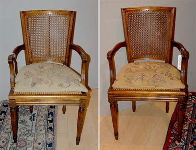 Lot 474 - Pair of Provincial Louis XV Walnut and Caned...