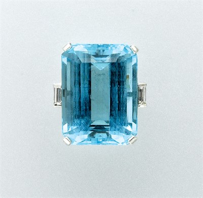 Lot 3347 - Aquamarine and Diamond Ring