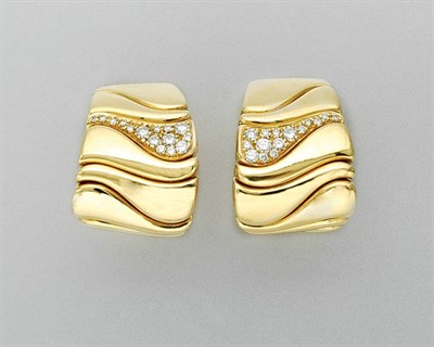 Lot 3364 - Pair of Gold and Diamond Earclips