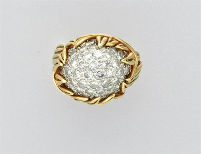 Lot 3383 - Gold, Platinum and Diamond Dome Ring