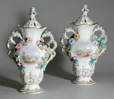 Lot 4527 - Pair of German Ceramic Two-Handled Covered...