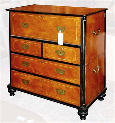 Lot 485 - Georgian Style Burl-Wood and Ebonized Campaign...
