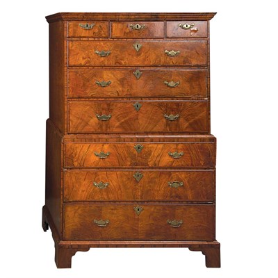 Lot 207 - George II Oak and Walnut Chest on Chest In two...