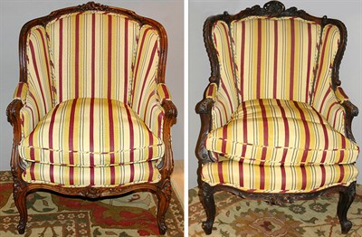 Lot 540 - Companion Pair of Louis XV Style Carved Walnut...