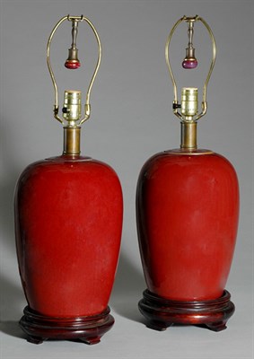 Lot 503 - Pair of Asian Style Oxblood Covered Ginger...