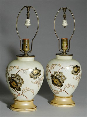Lot 260 - Pair of English Porcelain Lamps Height 22 inches.
