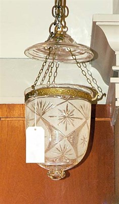 Lot 459 - Frosted and Cut Glass Hall Lantern