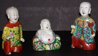 Lot 151 - Set of Three Chinese Porcelain Figures Each...