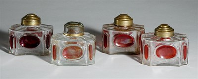 Lot 348 - Two Pairs of Russian Glass Tobacco Caddies
