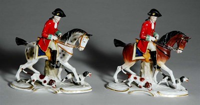 Lot 345 - Pair of Continental Porcelain Equestrian...