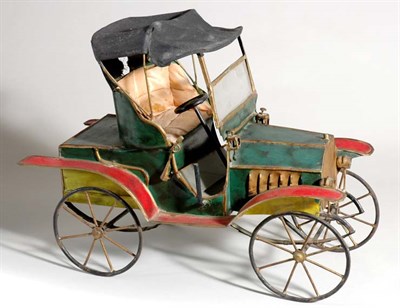 Lot 4711 - Tole Painted Horseless Carriage Length 20 inches.