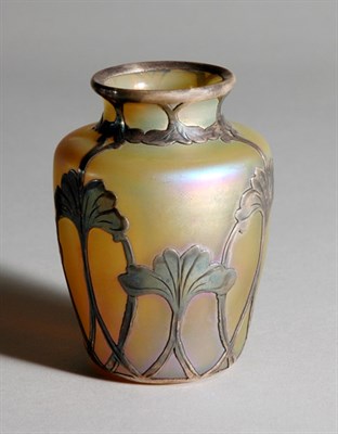 Lot 4712 - Art Nouveau Silver Overlay Art Glass Vase...