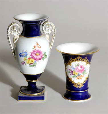 Lot 4715 - Two Meissen Porcelain Floral Decorated Cobalt...
