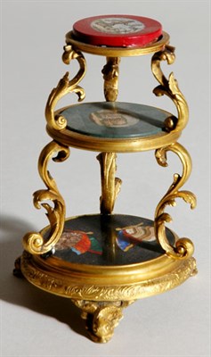 Lot 4731 - Gilt-Metal Mounted Micromosaic Three-Tier Stand