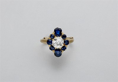 Lot 506 - Antique Diamond and Sapphire Cluster Ring