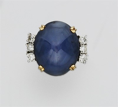 Lot 941 - Star Sapphire and Diamond Ring