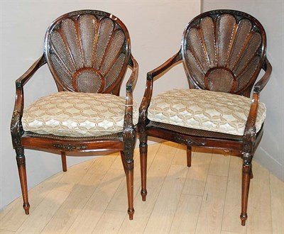 Lot 4263 - Set of Six Georgian Style Mahogany and Caned...