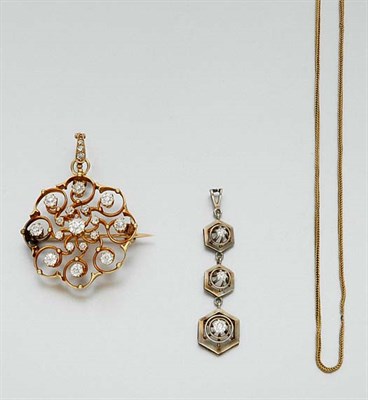 Lot 507 - Diamond Pendant-Brooch and Diamond Pendant with Chain