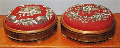 Lot 4359 - Pair of Victorian Beaded Needlework Footstools...