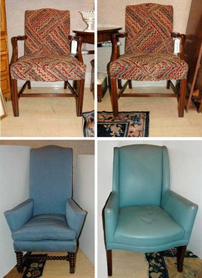Lot 1396 - Pair of Georgian Style Upholstered Mahogany...