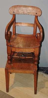 Lot 4152A - Primitive Fruitwood Child's Two-Part Highchair...