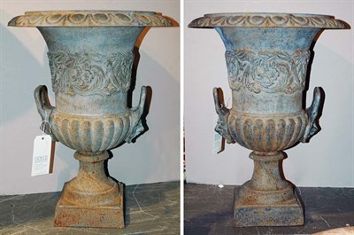 Lot 4484 - Pair of Monumental Metal Two-Handle Garden...