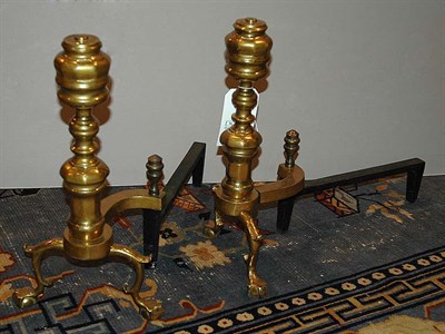 Lot 292 - Pair of Georgian Style Brass Andirons Height...