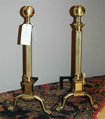 Lot 4364 - Pair of Neoclassical Style Brass Columnar...