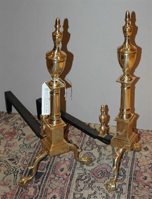 Lot 507 - Pair of Georgian Style Brass Andirons Height...