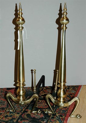 Lot 4369 - Pair of Neoclassical Style Brass Tapered...