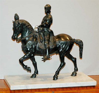 Lot 329 - Bronze Figure of a Knight on Horseback Marble...