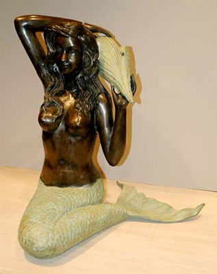 Lot 294 - Patinated-Metal Figure of a Mermaid Height 29...
