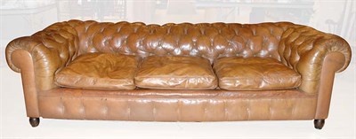 Lot 320 - Leather Chesterfield Sofa Length 7 feet 10...
