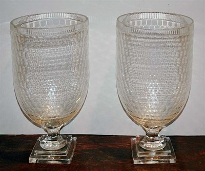 Lot 4379 - Pair of Anglo Irish Style Cut Glass Urns...
