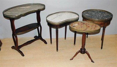 Lot 4177 - Four Louis XVI Style Marble Top Mahogany Side...