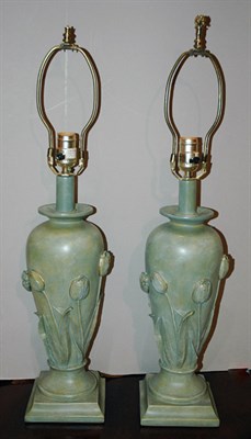 Lot 4222 - Pair of Patinated-Metal Floral Decorated...